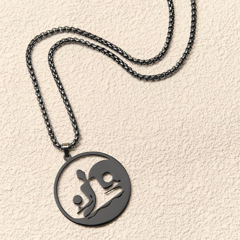 Buddha Stones, Yin Yang Buddha-Figur, hohles Design, Edelstahl, Balance-Halskettenanhänger - image 3