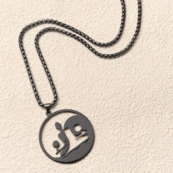 Buddha Stones, Yin Yang Buddha-Figur, hohles Design, Edelstahl, Balance-Halskettenanhänger - image 3