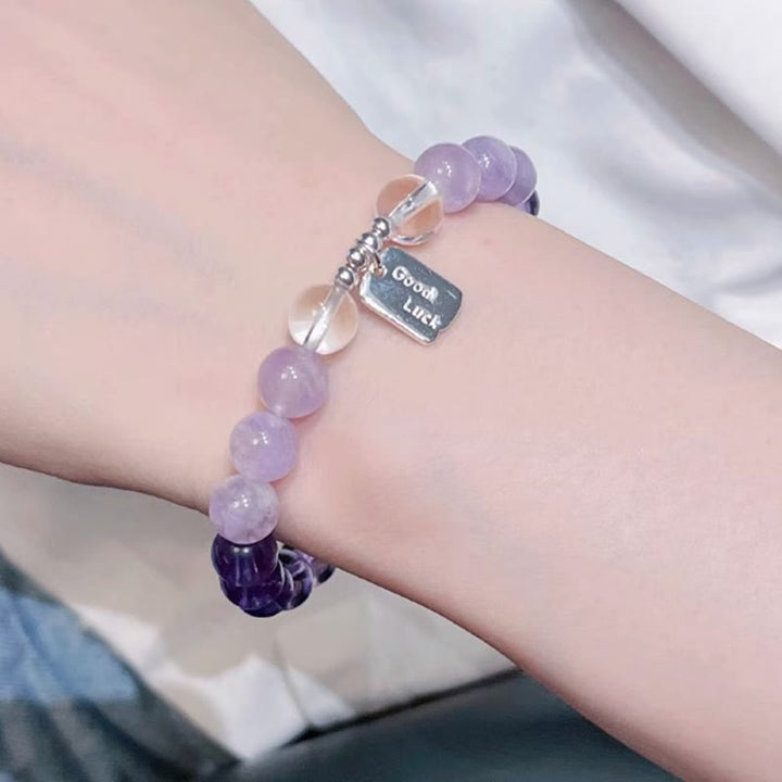Buddha Stones Amethyst Rosenquarz Erdbeerquarz Glücksbringer Armband - image 9
