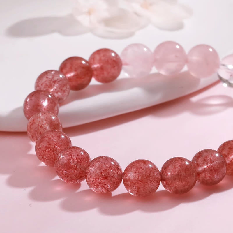 Buddha Stones Amethyst Rosenquarz Erdbeerquarz Glücksbringer Armband - image 20