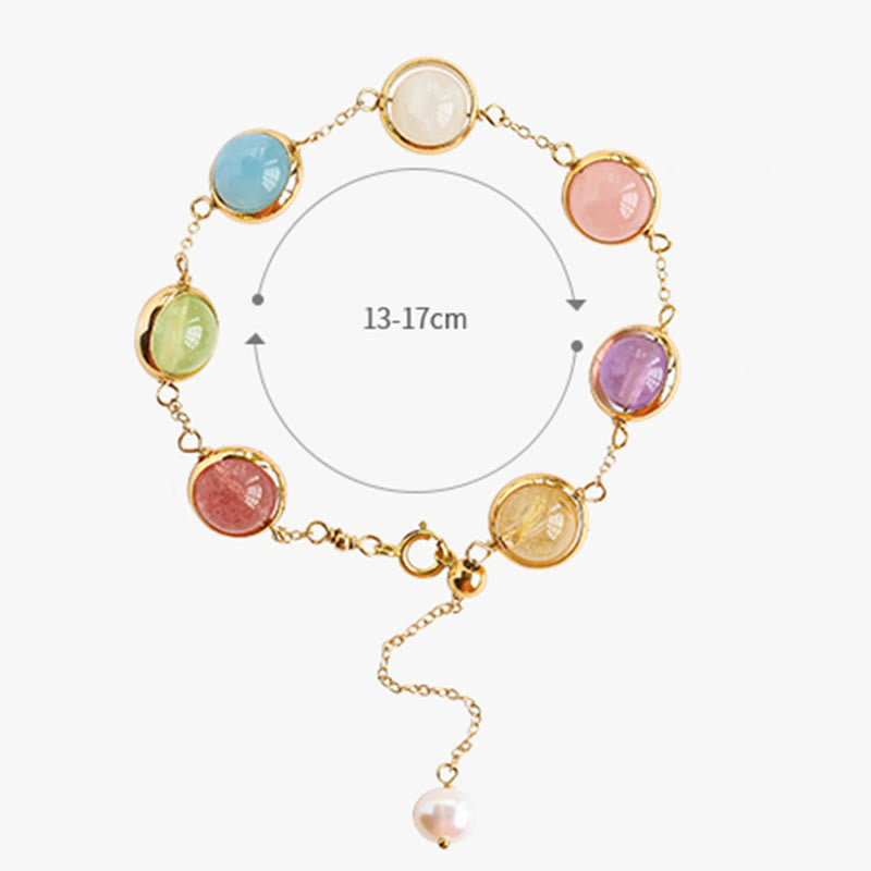 Buddha Stones Buntes Kristall-Amethyst-Erdbeerquarz-Balance-Armband - image 12