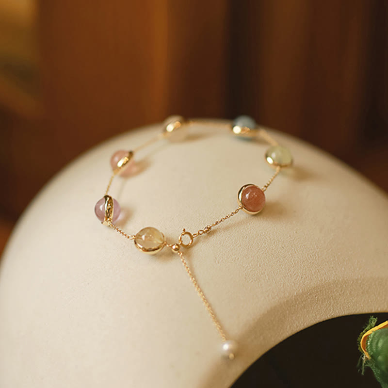 Buddha Stones Buntes Kristall-Amethyst-Erdbeerquarz-Balance-Armband - image 11