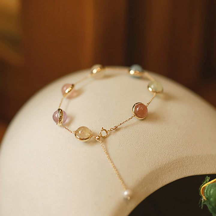 Buddha Stones Buntes Kristall-Amethyst-Erdbeerquarz-Balance-Armband - image 11