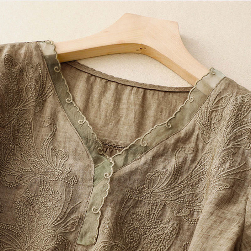 Buddha Stones V-Ausschnitt Schmetterling Damen Halbarm Shirt - image 14