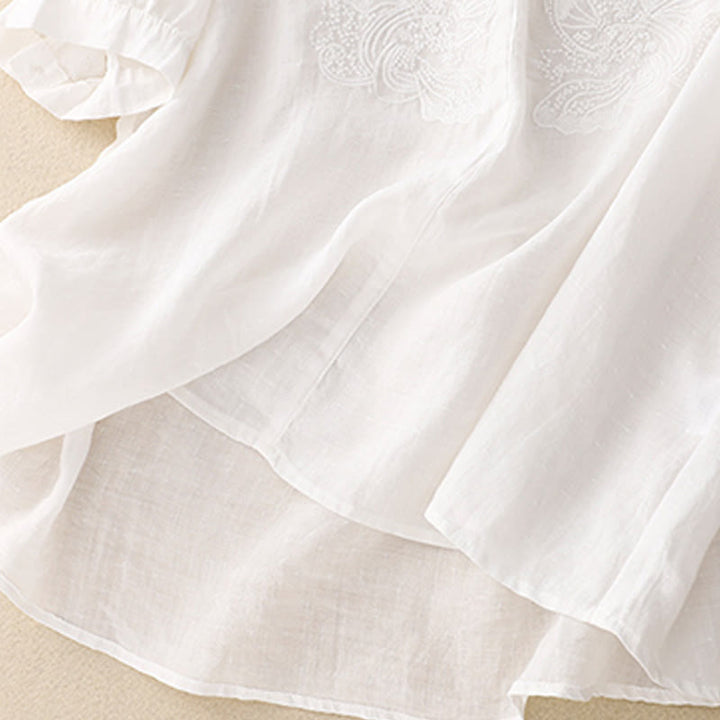 Buddha Stones V-Ausschnitt Schmetterling Damen Halbarm Shirt - image 8