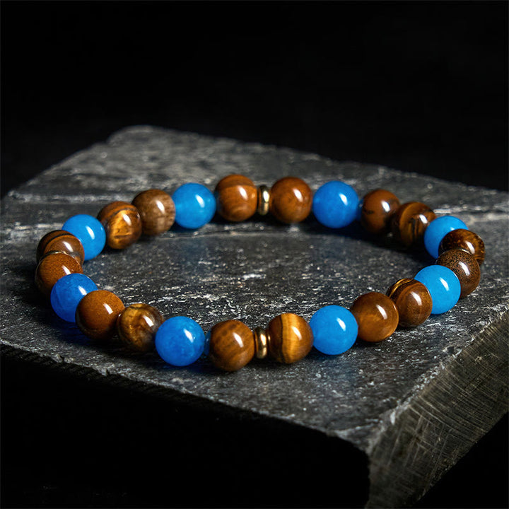 Buddha Stones Apatit Tigerauge Spacer Beads Motivationsarmband - image 1