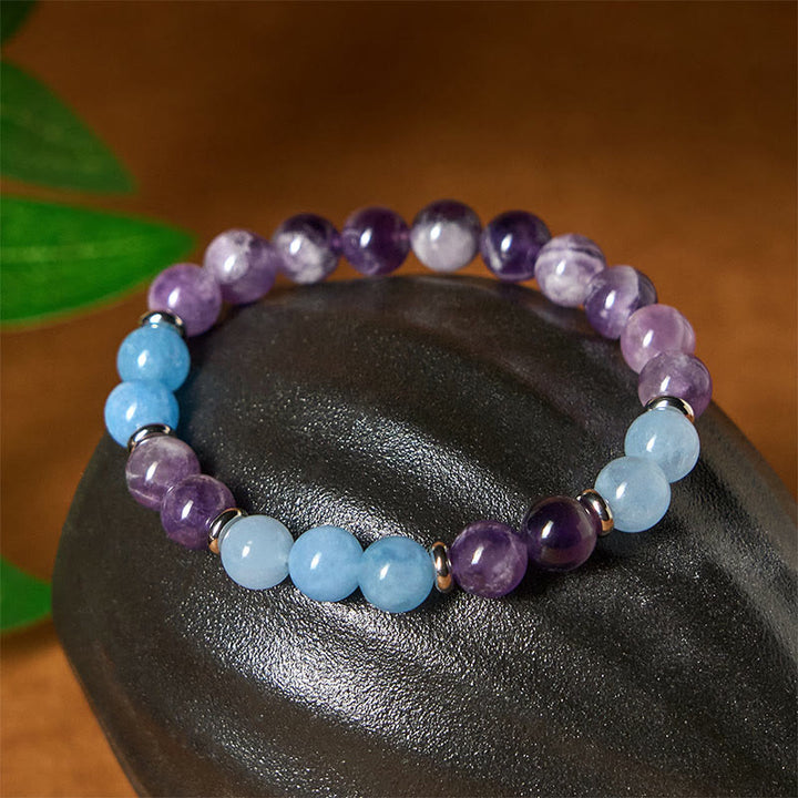 Buddha Stones Amethyst Aquamarin Spacer Beads Peace Armband - image 2