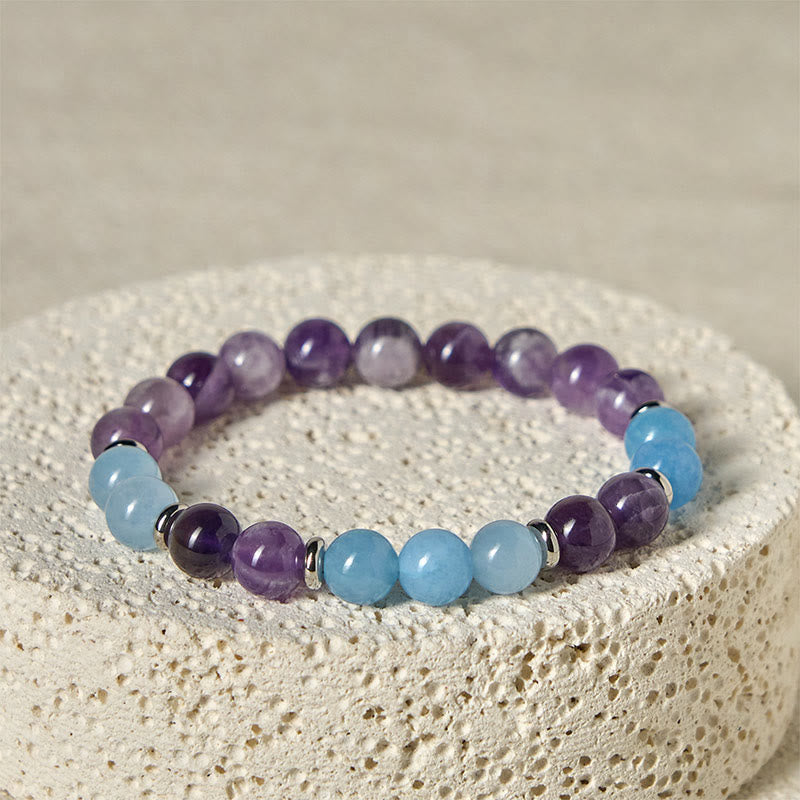 Buddha Stones Amethyst Aquamarin Spacer Beads Peace Armband - image 3