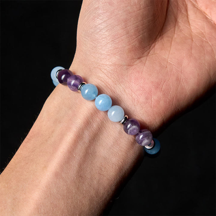 Buddha Stones Amethyst Aquamarin Spacer Beads Peace Armband - image 4