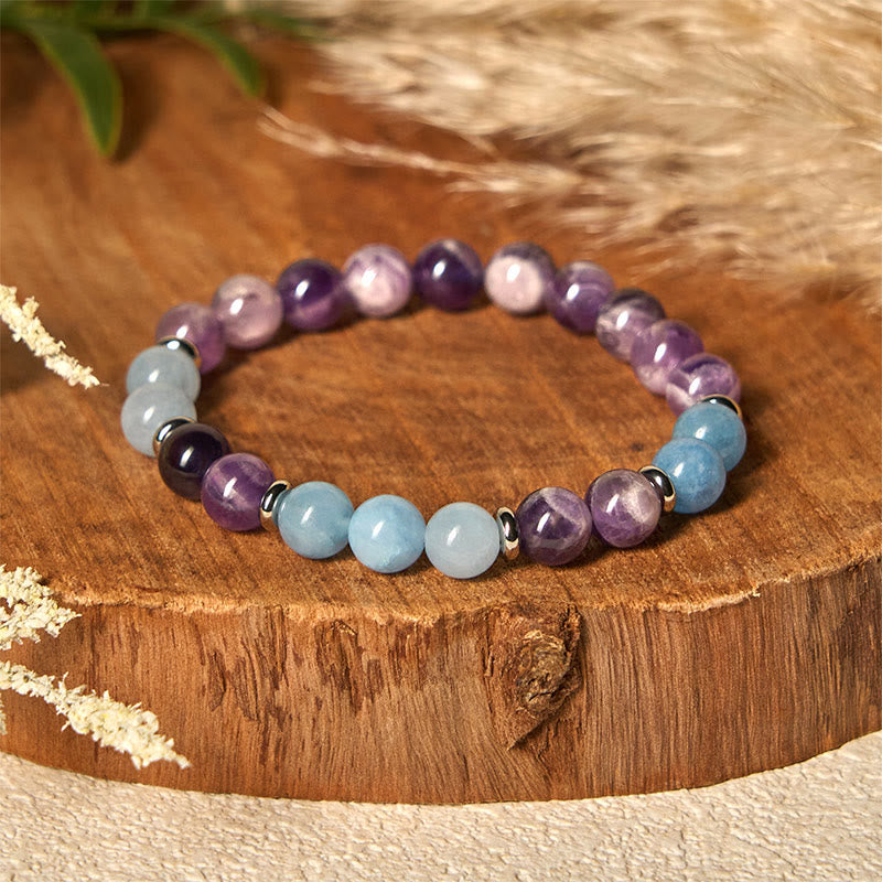 Buddha Stones Amethyst Aquamarin Spacer Beads Peace Armband - image 1