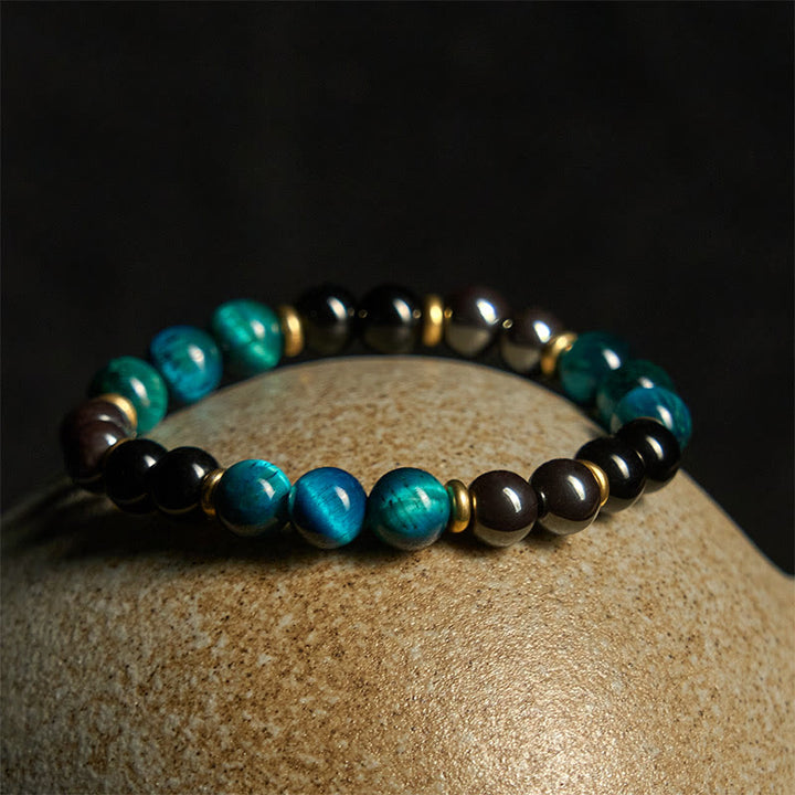Buddha Stones Balance-Armband mit natürlichen blauen Tigeraugenperlen - image 2
