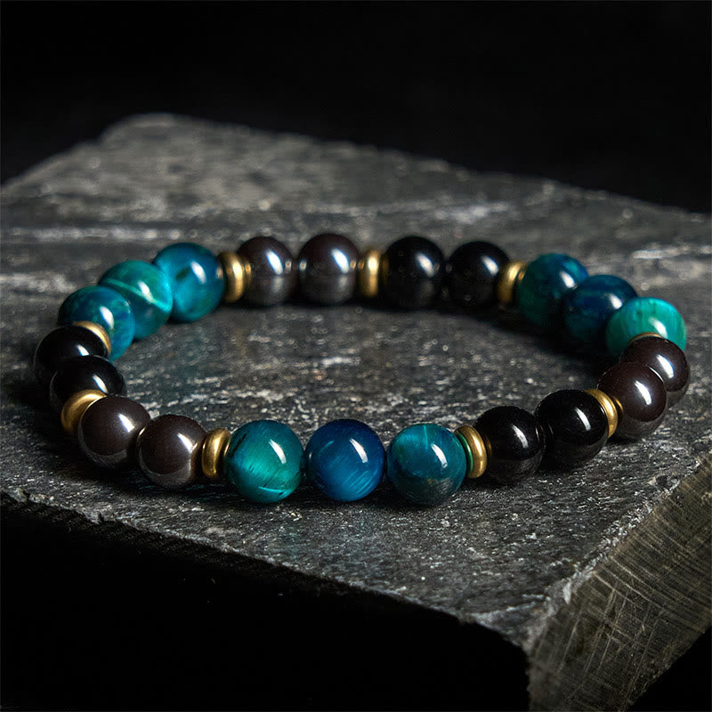 Buddha Stones Balance-Armband mit natürlichen blauen Tigeraugenperlen - image 1