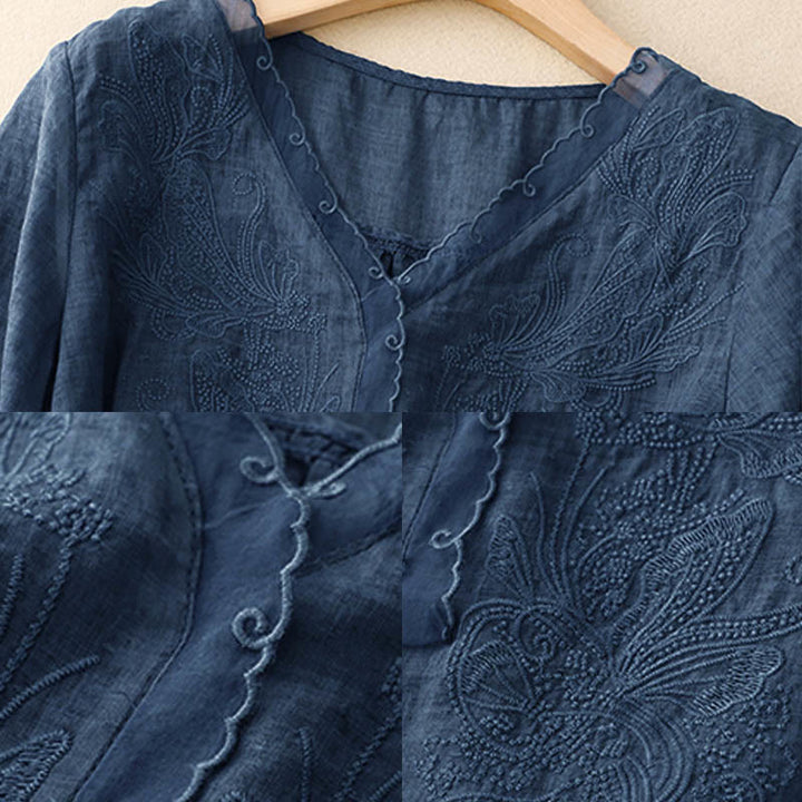 Buddha Stones V-Ausschnitt Schmetterling Damen Halbarm Shirt - image 17