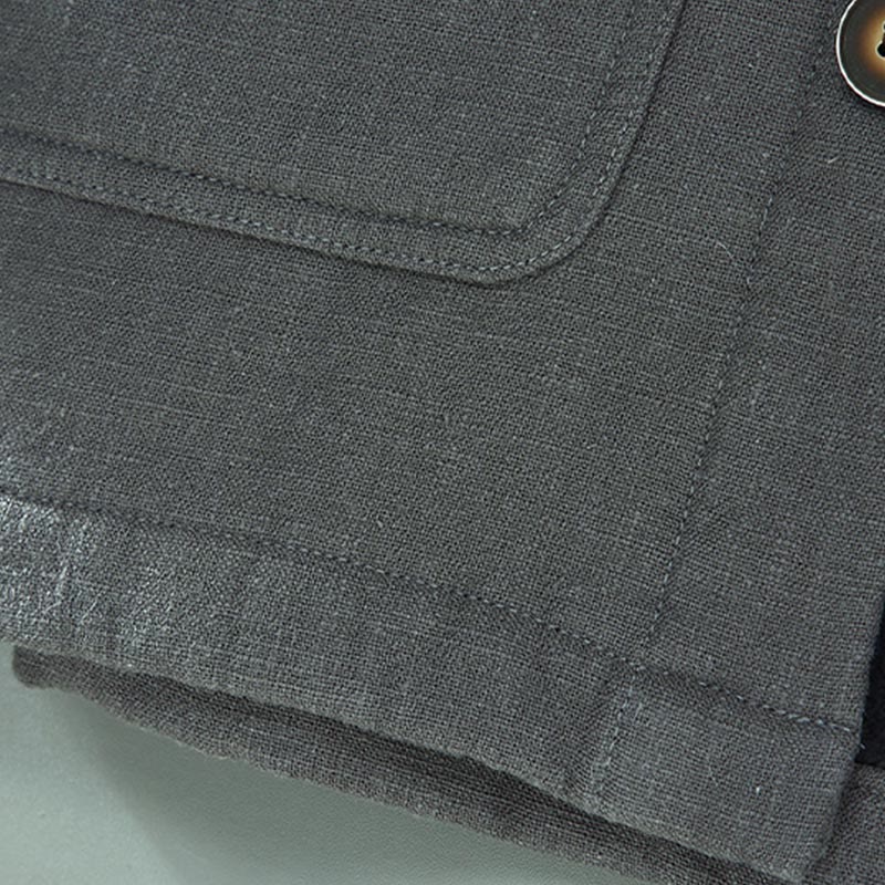 Buddha Stones Herren-Jacke, einfarbig, langärmlig, mit Thermo-Fleece gefüttert, Ramie-Leinen-Baumwoll-Jacke mit Taschen - image 10