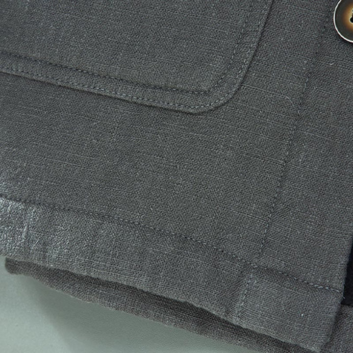 Buddha Stones Herren-Jacke, einfarbig, langärmlig, mit Thermo-Fleece gefüttert, Ramie-Leinen-Baumwoll-Jacke mit Taschen - image 10