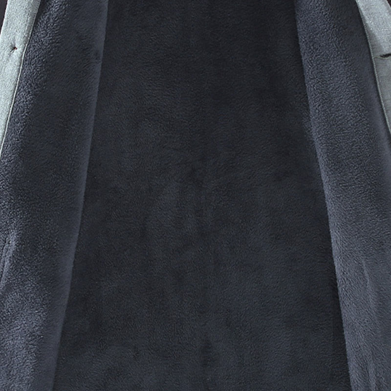 Buddha Stones Herren-Jacke, einfarbig, langärmlig, mit Thermo-Fleece gefüttert, Ramie-Leinen-Baumwoll-Jacke mit Taschen - image 6