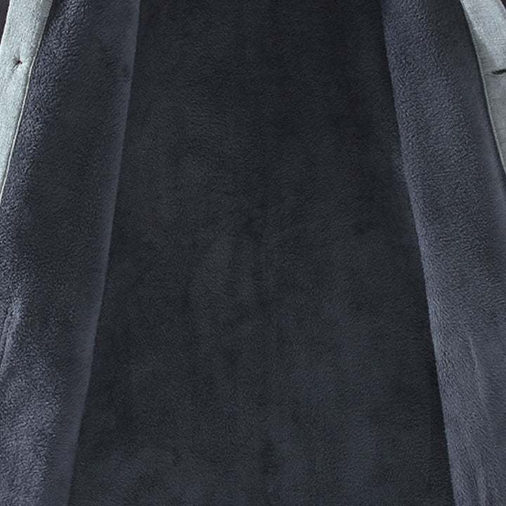 Buddha Stones Herren-Jacke, einfarbig, langärmlig, mit Thermo-Fleece gefüttert, Ramie-Leinen-Baumwoll-Jacke mit Taschen - image 6