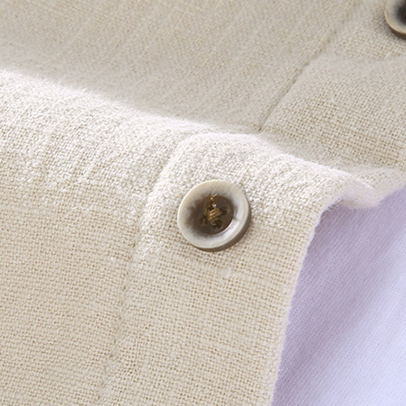 Buddha Stones Herren-Jacke mit Stehkragen, langen Ärmeln, Thermo-Fleece-Futter, Ramie-Baumwolle, mit Taschen - image 8