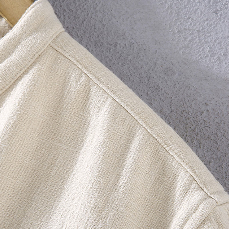 Buddha Stones Herren-Jacke mit Stehkragen, langen Ärmeln, Thermo-Fleece-Futter, Ramie-Baumwolle, mit Taschen - image 7