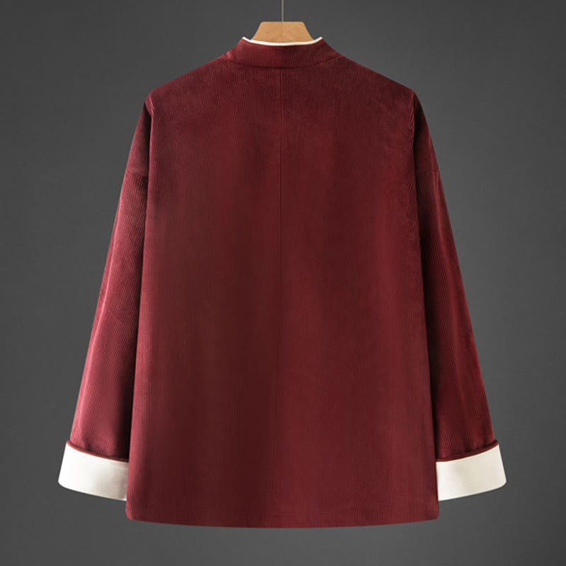 Buddha Stones Herren-Tang-Anzug mit Froschknöpfen, Mandarinkragen, langärmelig, Baumwolle, mit Taschen - image 9