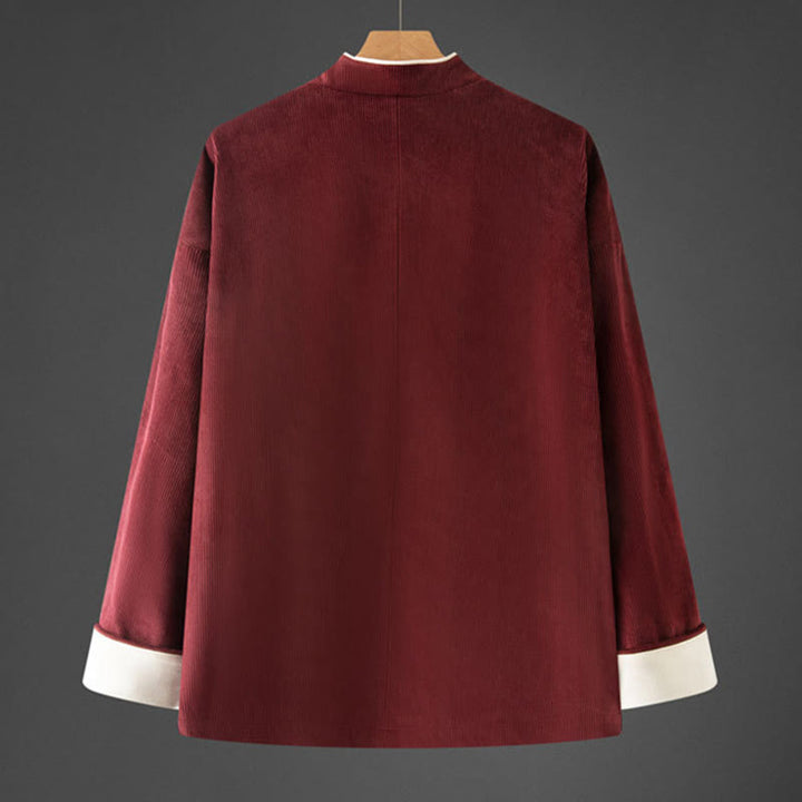 Buddha Stones Herren-Tang-Anzug mit Froschknöpfen, Mandarinkragen, langärmelig, Baumwolle, mit Taschen - image 9