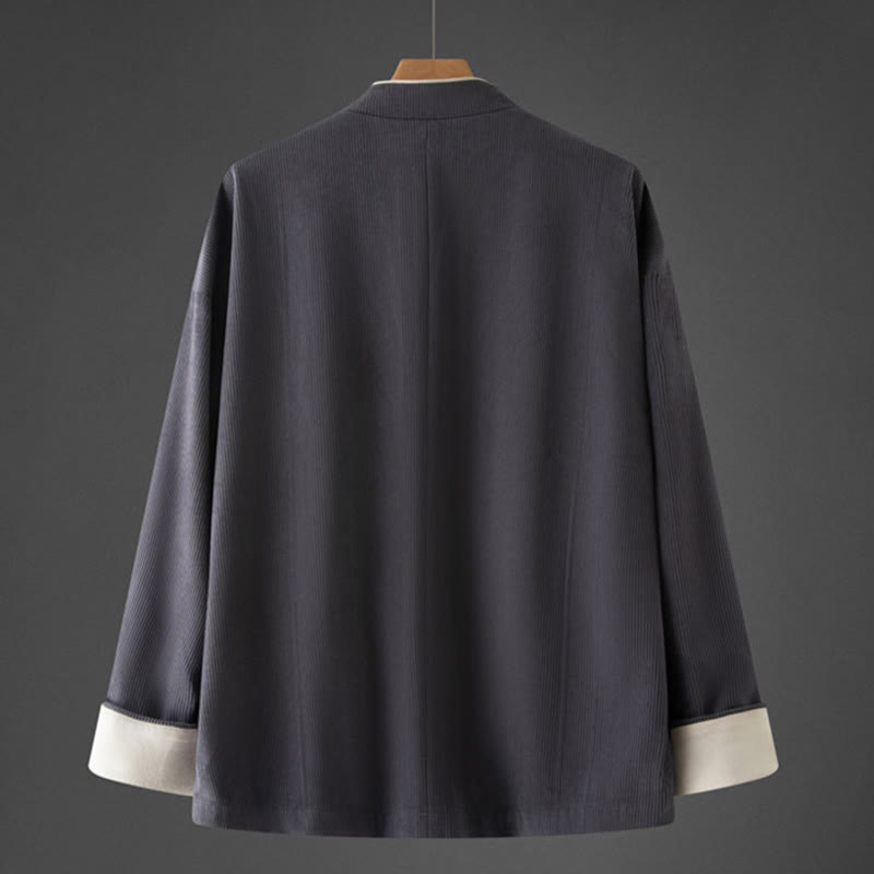 Buddha Stones Herren-Tang-Anzug mit Froschknöpfen, Mandarinkragen, langärmelig, Baumwolle, mit Taschen - image 1