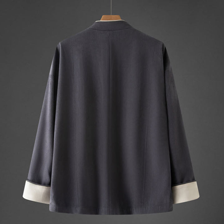 Buddha Stones Herren-Tang-Anzug mit Froschknöpfen, Mandarinkragen, langärmelig, Baumwolle, mit Taschen - image 1