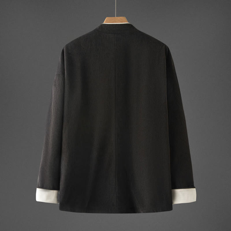 Buddha Stones Herren-Tang-Anzug mit Froschknöpfen, Mandarinkragen, langärmelig, Baumwolle, mit Taschen - image 11