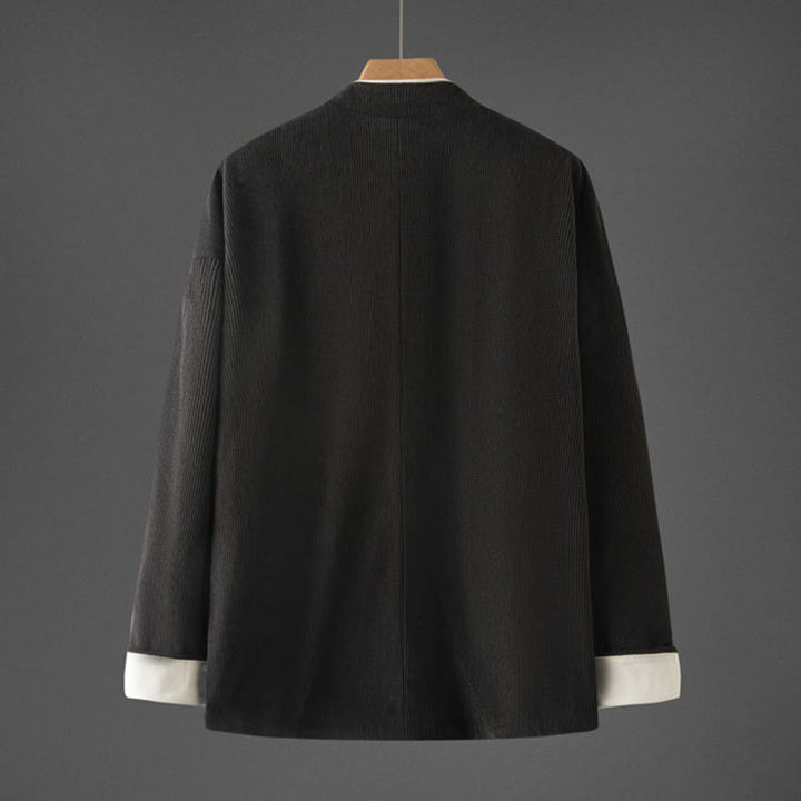 Buddha Stones Herren-Tang-Anzug mit Froschknöpfen, Mandarinkragen, langärmelig, Baumwolle, mit Taschen - image 11