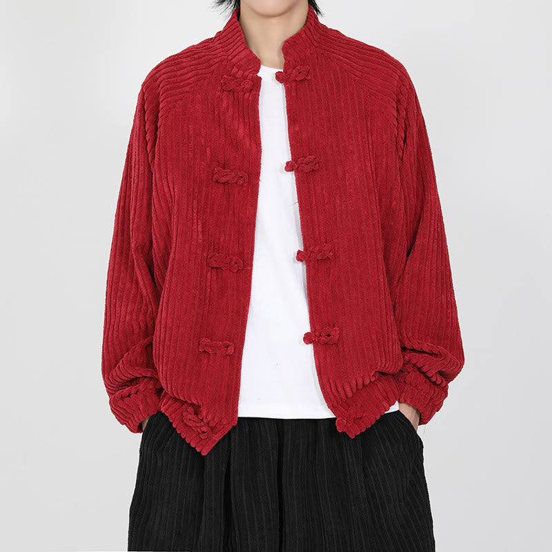 Buddha Stones Herrenjacke aus Baumwollcord mit chinesischen Knöpfen und Taschen, langärmelig - Purpur - US/ UK/AU46,EU56 (5XL) - image 7