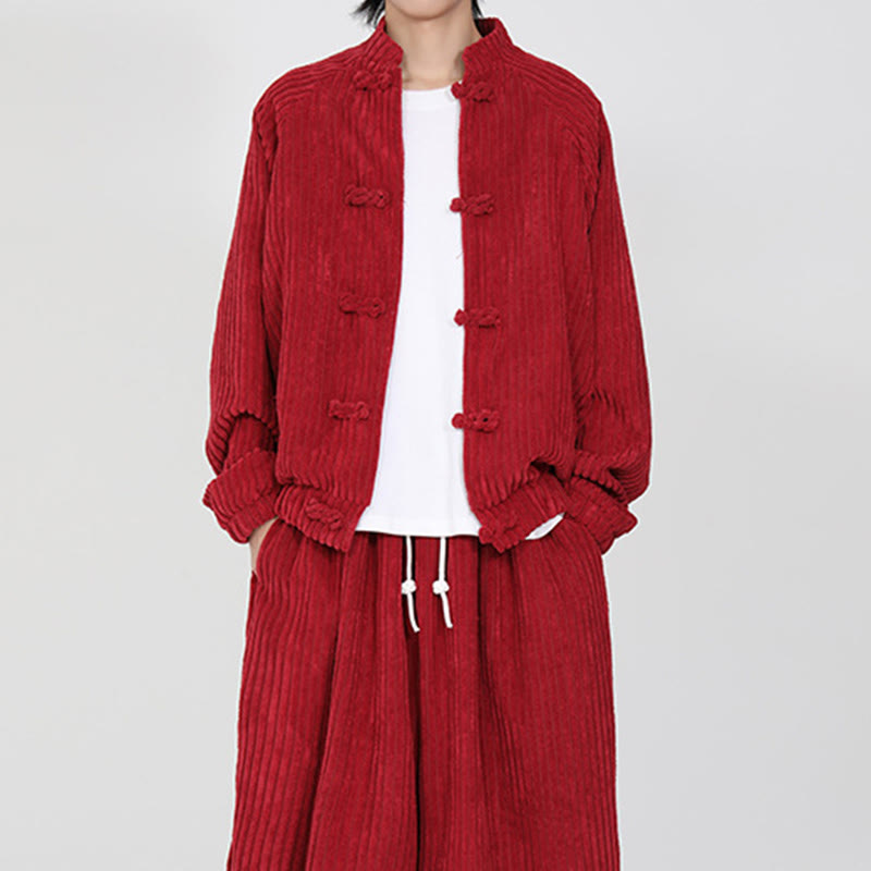 Buddha Stones Herrenjacke aus Baumwollcord mit chinesischen Knöpfen und Taschen, langärmelig - image 12