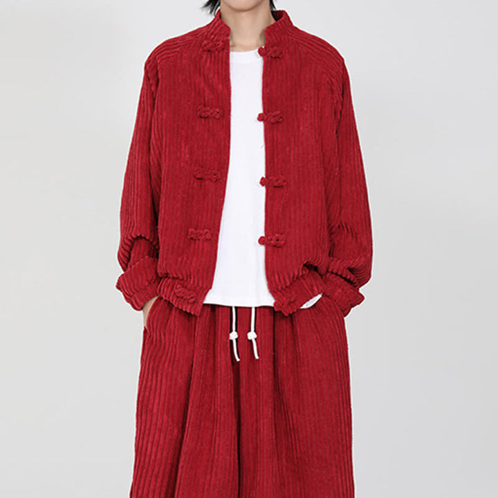 Buddha Stones Herrenjacke aus Baumwollcord mit chinesischen Knöpfen und Taschen, langärmelig - image 12