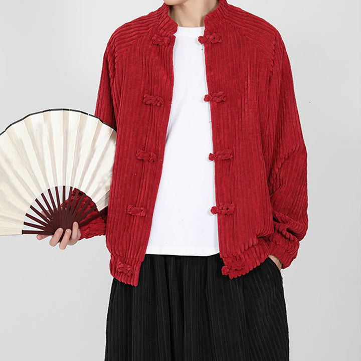 Buddha Stones Herrenjacke aus Baumwollcord mit chinesischen Knöpfen und Taschen, langärmelig - image 11