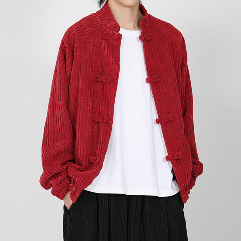 Buddha Stones Herrenjacke aus Baumwollcord mit chinesischen Knöpfen und Taschen, langärmelig - image 8