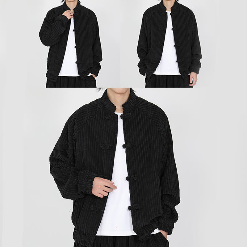 Buddha Stones Herrenjacke aus Baumwollcord mit chinesischen Knöpfen und Taschen, langärmelig - image 6