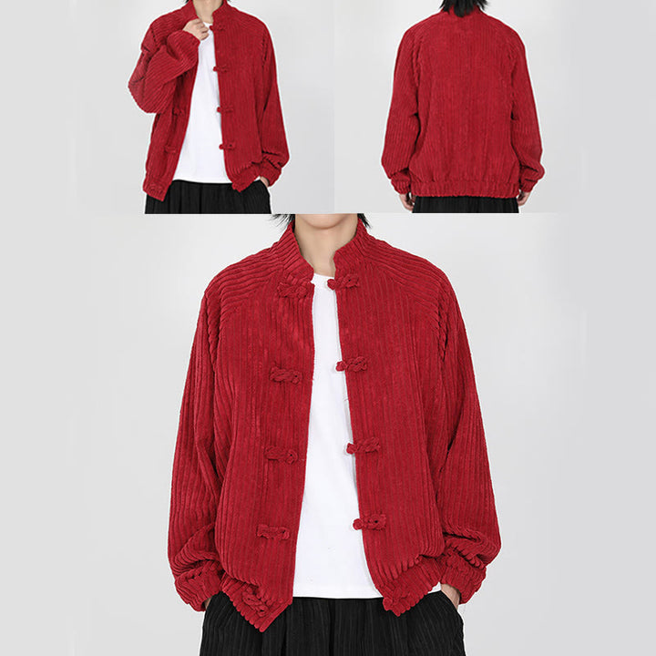 Buddha Stones Herrenjacke aus Baumwollcord mit chinesischen Knöpfen und Taschen, langärmelig - image 16