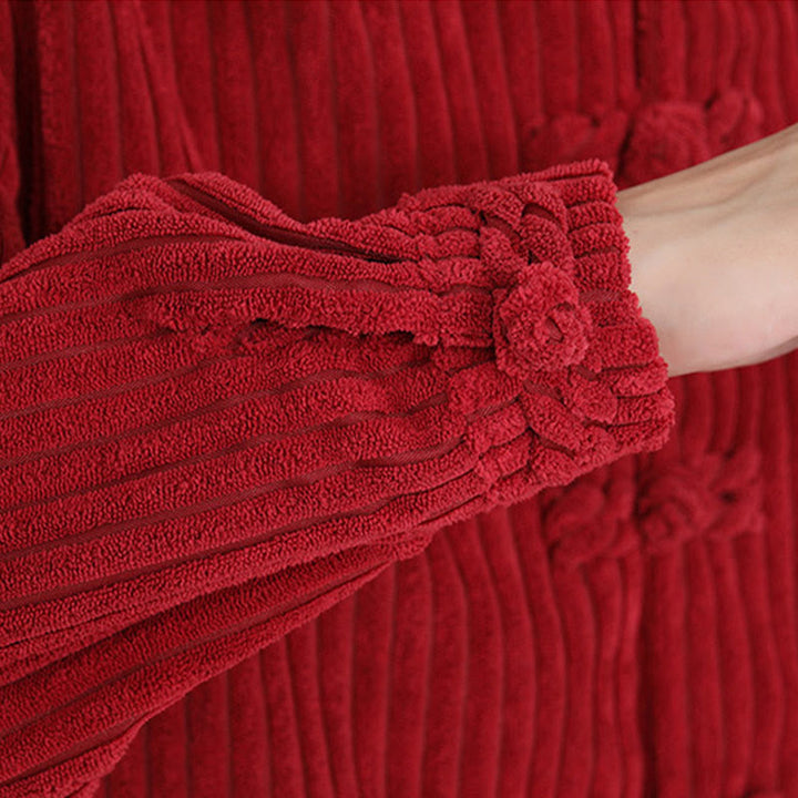 Buddha Stones Stickerei Bambus Muster Frosch-Knopf Design Langarm Herren Baumwolle Cord Jacke - image 18