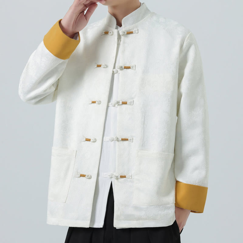 Buddha Stones Jacquard Froschknopf Langarm Herren Baumwolljacke Tang Anzug mit Taschen - image 14