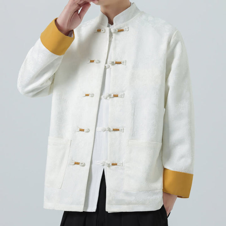 Buddha Stones Jacquard Froschknopf Langarm Herren Baumwolljacke Tang Anzug mit Taschen - image 14