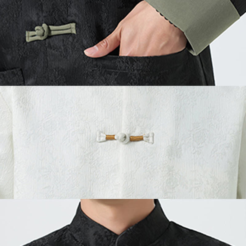 Buddha Stones Jacquard Froschknopf Langarm Herren Baumwolljacke Tang Anzug mit Taschen - image 19