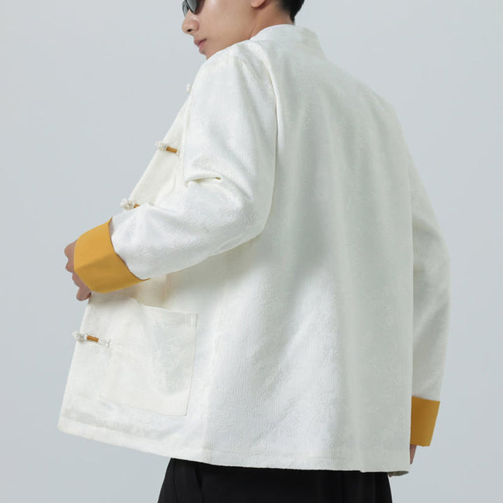 Buddha Stones Jacquard Froschknopf Langarm Herren Baumwolljacke Tang Anzug mit Taschen - image 17