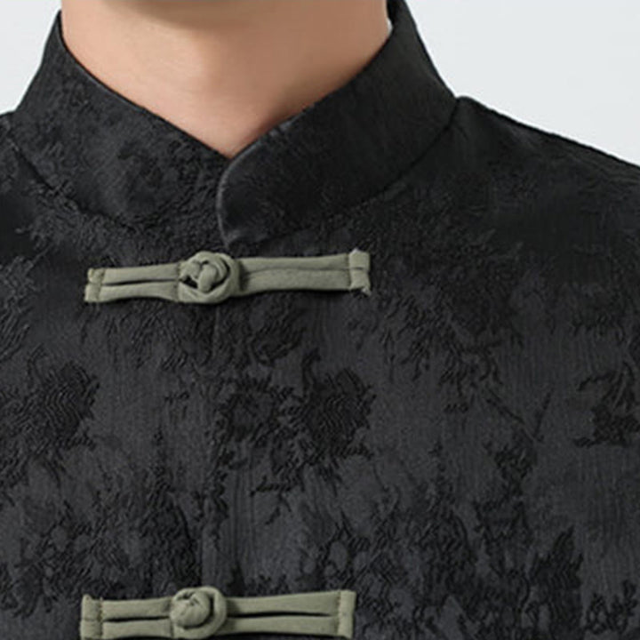 Buddha Stones Jacquard Froschknopf Langarm Herren Baumwolljacke Tang Anzug mit Taschen - image 9