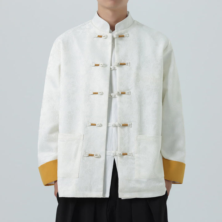 Buddha Stones Jacquard Froschknopf Langarm Herren Baumwolljacke Tang Anzug mit Taschen - image 13