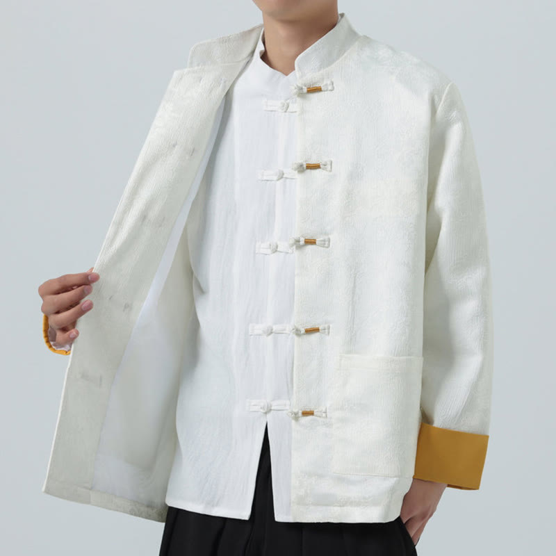 Buddha Stones Jacquard Froschknopf Langarm Herren Baumwolljacke Tang Anzug mit Taschen - image 16