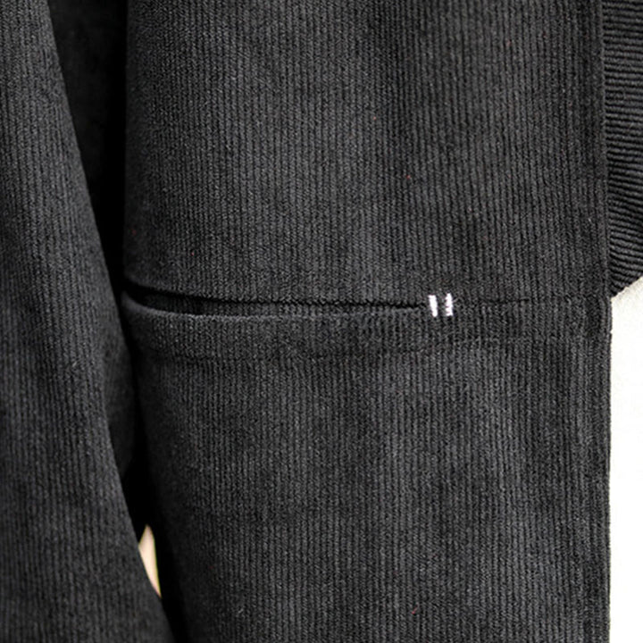 Buddha Stones Einfarbige, vorne offene Langarmjacke für Herren, Kimono aus Baumwollcord mit Taschen - image 21