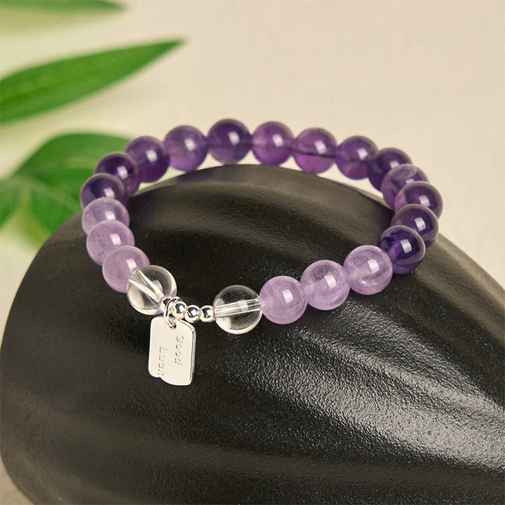 Buddha Stones Amethyst Rosenquarz Erdbeerquarz Glücksbringer Armband - image 2