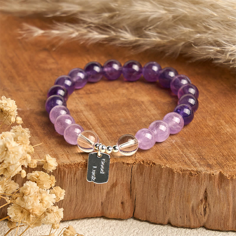 Buddha Stones Amethyst Rosenquarz Erdbeerquarz Glücksbringer Armband - image 1