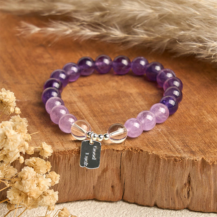 Buddha Stones Amethyst Rosenquarz Erdbeerquarz Glücksbringer Armband - image 1