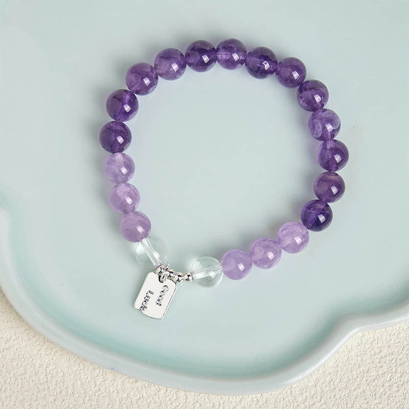 Buddha Stones Amethyst Rosenquarz Erdbeerquarz Glücksbringer Armband - image 6