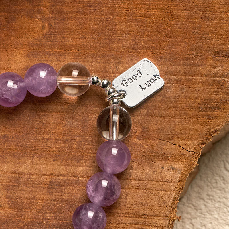Buddha Stones Amethyst Rosenquarz Erdbeerquarz Glücksbringer Armband - image 3